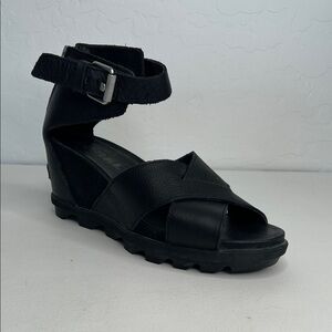 Sorel Joanie II Sandals wedges Black size 8